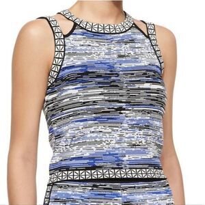 Parker Reya Stretch Crop Cut Out Black And Blue Top Blouse Small